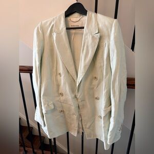 Babaton Women's Light Green Double-Breasted Blazer